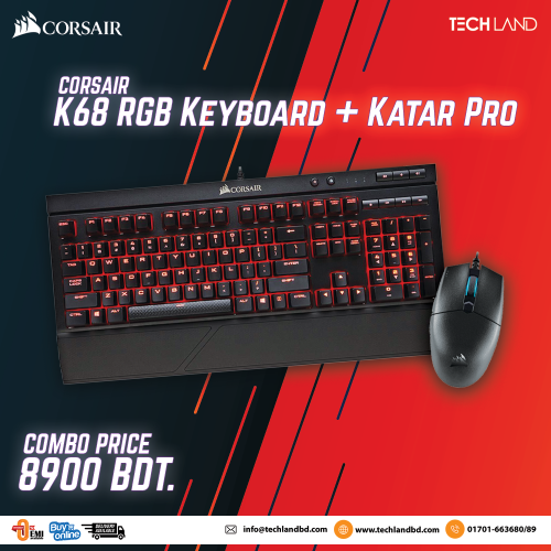 Corsair Katar Pro Gaming Mouse & K68 RGB Mechanical Cherry MX Gaming